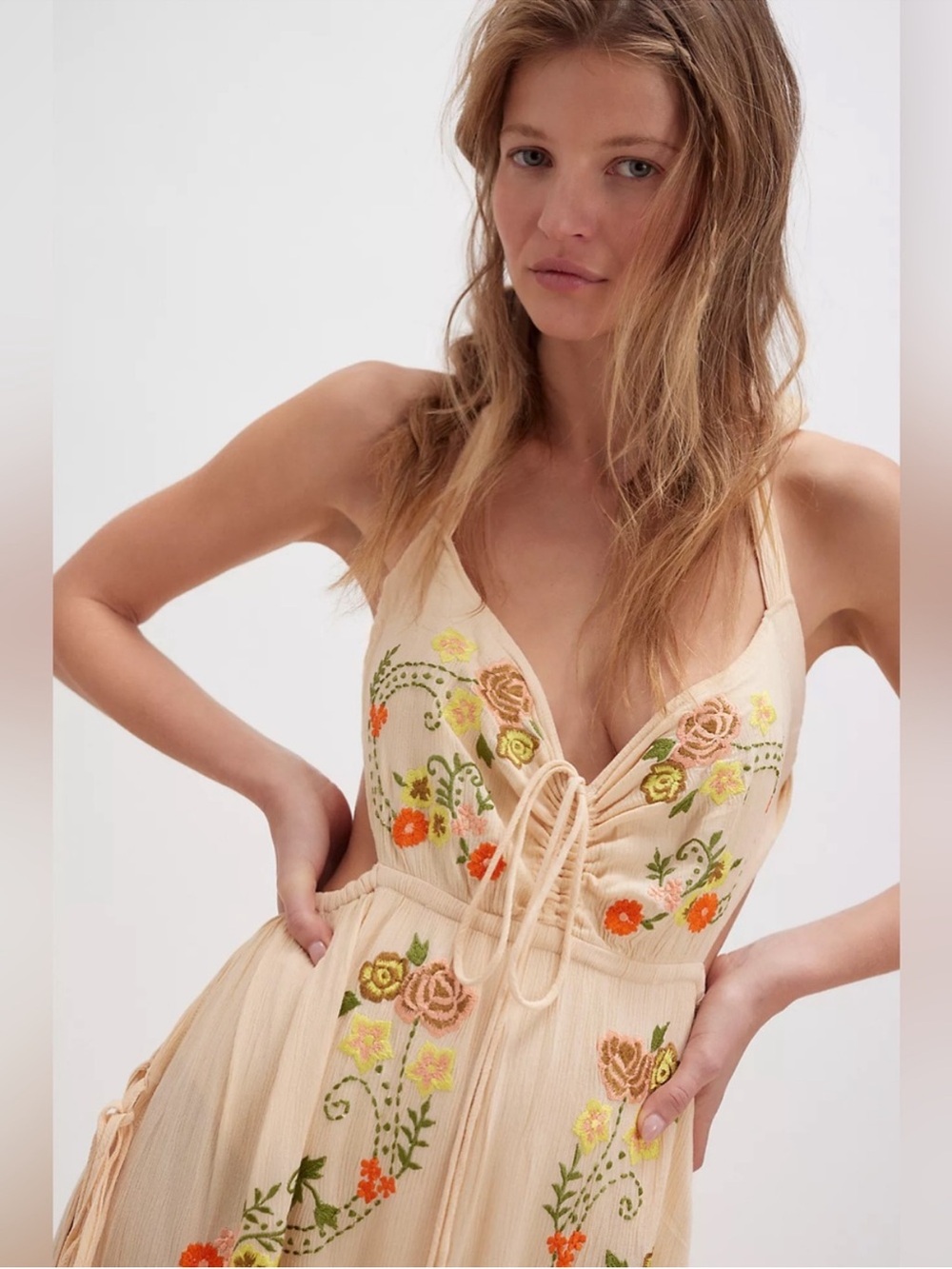 Free People Bali Palm Desert Maxi Bodysuit | Ivory Combo | Small | NWT - Picture 3 of 4